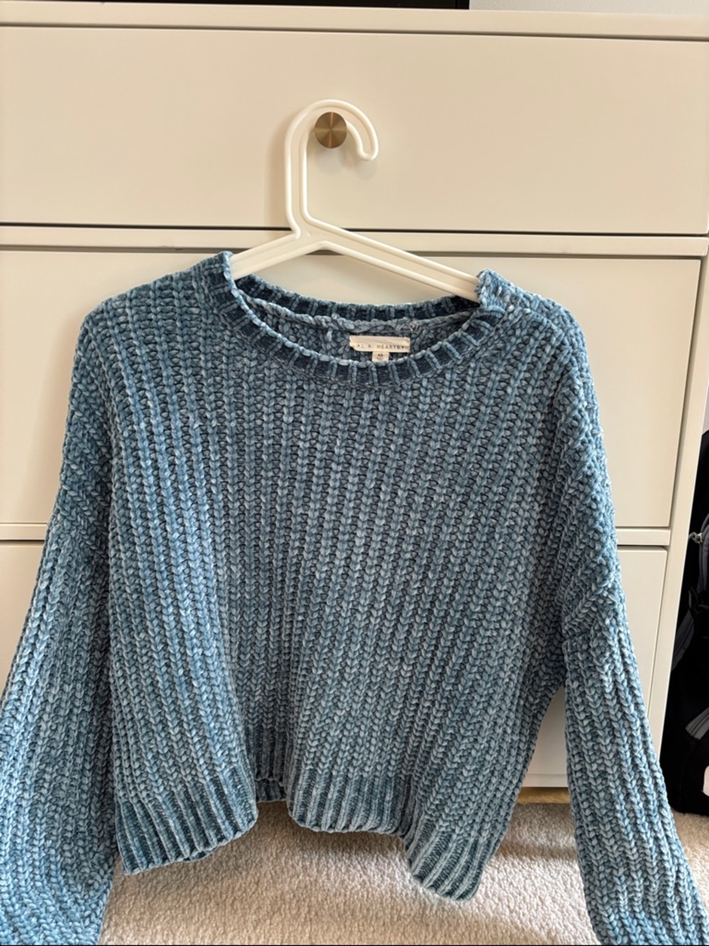 Chunky Blue Knit Crewneck Sweater - Unknown Brand